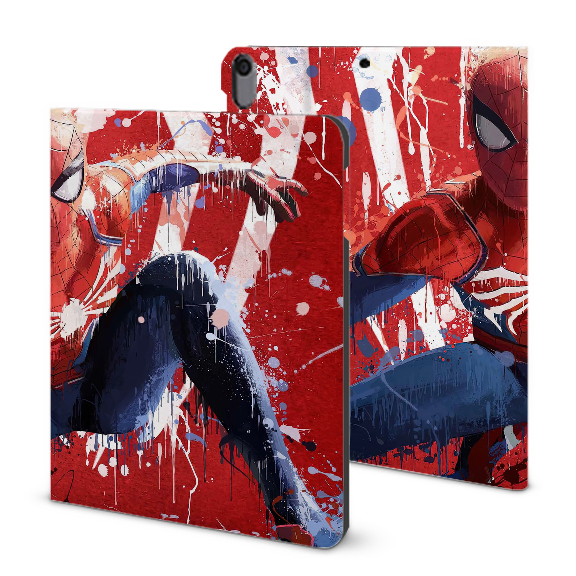 （画像用） Spider Man スパイダーマン IPad ケース ブック型 PUレザー TPU 耐衝撃 軽量 薄型 ペン収納なし 全面保護 IPad 各モデル対応